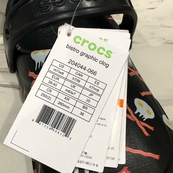 Crocs Bistro Graphic Clog Black Eggs Bacon Unisex - Picture 5 of 10